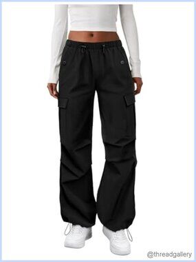 Waterproof Quick-Dry Cargo Pants Women Parachute Hiking Pants Pockets